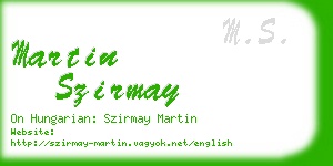 martin szirmay business card